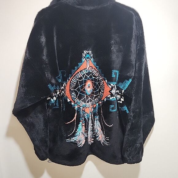 Bear Ridge Dreamcatcher Jacket Men's L Black Fleece Full Zip Native American Vin - Picture 9 of 14